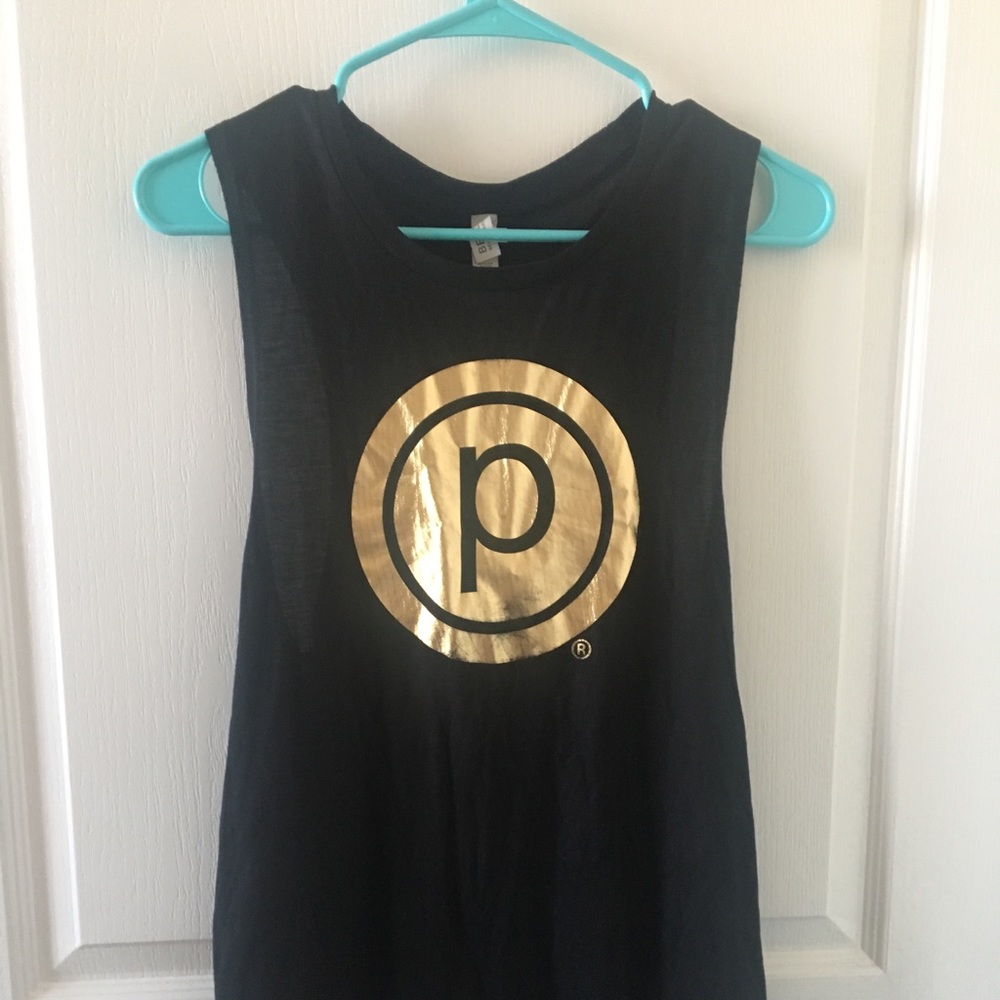 pure barre black & gold tank top